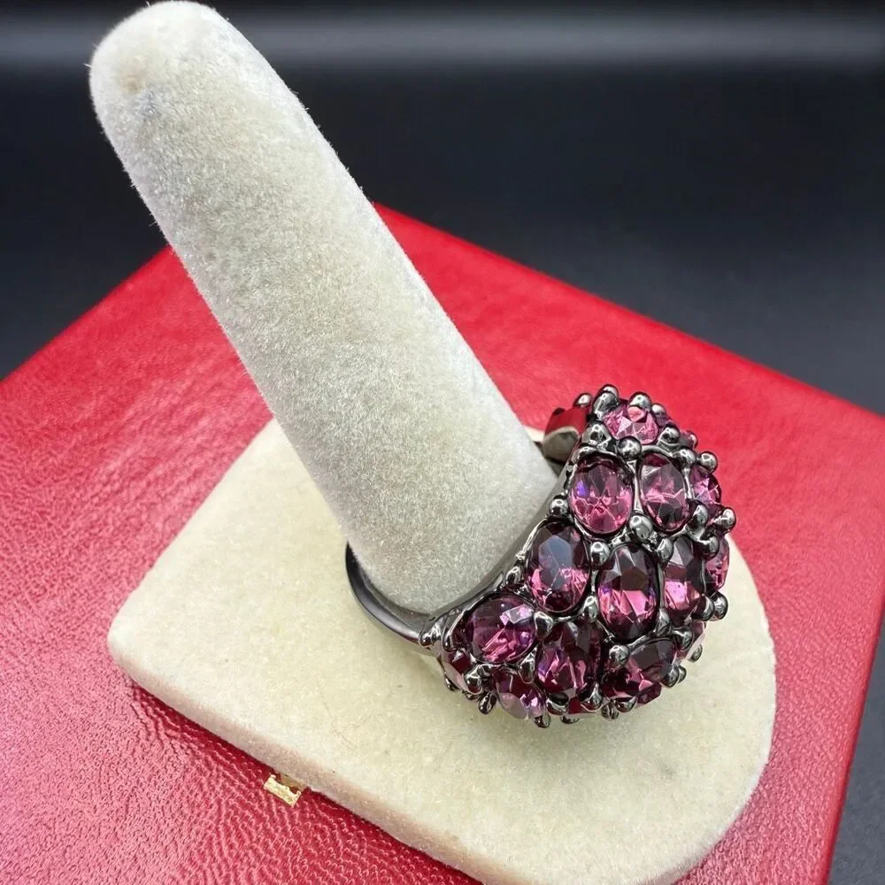 Kenneth Jay Lane cocktail ring domed design rhodolite-inspired stones sz 6 New